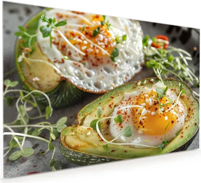Produktbild von Küchenrückwand Spritzschutz Glas mit Motiv Avocado Frühstück 40 x 40 cm
