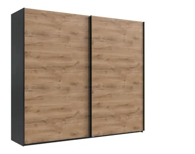 Produktbild von Schwebetürenschrank >palermo< in PLANKENEICHE Nachbildung + GRAPHIT - 250x216x65cm (BxHxT)