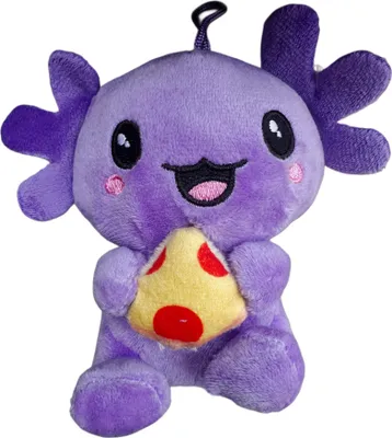 Produktbild von Axolotl Kuscheltier Echse Molch Figur Plüsch 12 cm Plüsch lila Pizza