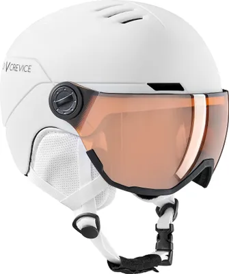 Obrázek produktu pro BLACK CREVICE – dětská a mládežnická lyžařská helma s hledím | Model: CORTINA | Barva: bílá/oranžová | Velikost: XS = 2 (52–54 cm)