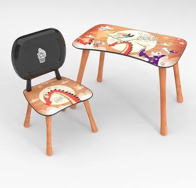 Image de Ensemble de salon en bois pour enfants, table et chaise, rentrée scolaire