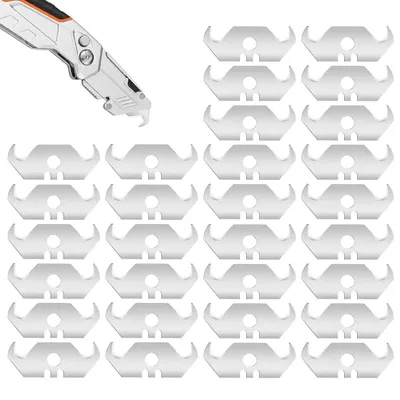 Obrázok produktu pre 30 kusov trojhranných nožov s čepeľou 48x19 mm, vyrobených z uhlíkovej ocele, určených na koberce a nožnice