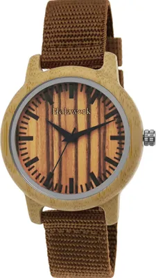 Produktbild von Holzwerk WEIMAR Damen und Herren Textil & Holz Uhr, orange, braun, beige