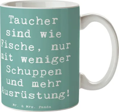 Produktbild von Mr. & Mrs. Panda Kaffeetasse Spruch Tauchen Abenteuer - Meeresbrise - Geschenk, schöne tasse, Sportler, unterwasserwelt, Geschenke, tauchausrüstung, Sportart, Pott