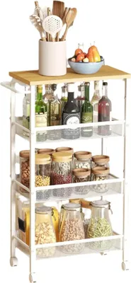 Produktbild von Troting Küchenwagen – Schmales Nischenregal – Platzsparend – 22 x 45,4 x 77 cm – Weiß