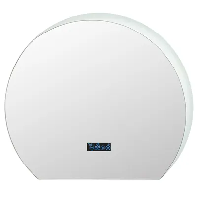 Produktbild von GOPLUS LED Badezimmerspiegel, Halbrunder Schminkspiegel mit 3-Farben-LED-Leuchten, Intelligente Touch-Steuerung, Anti-Beschlag& Speicherfunktion