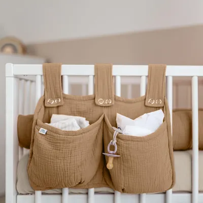 Productafbeelding van Bedtas Bruin zonder goudapplicatie - bedorganizer voor kinderbed