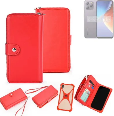 Produktbild von K-S-Trade 2in1 Schutzhülle Portemonnee Handyhülle mit Bumper kompatibel mit Blackview A96 Hülle Case Etui Geldbörse Smartphone rot (1x)