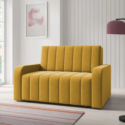 Produktbild von Sofasessel BOSTON II mit Ziernähten – ausziehbares 2-Sitzer Schlafsofa, Jugendsofa mit Schlaffunktion und Bettkasten, Stoff Kronos 01
