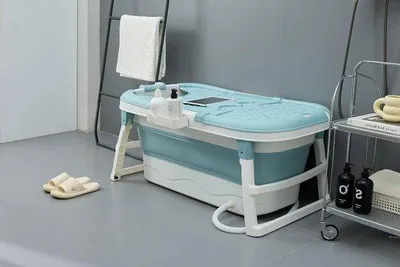 Produktbild von Faltbares Bad - Tragbarer Außenpool - Großzügiger Platz Sparen - Deckel inklusive - 117 cm Länge - Blau