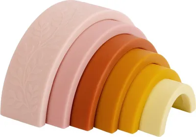 Image de A little lovely company Jeu d'emboîtement arc-en-ciel en silicone (rose)
