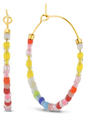 Produktbild von CO88 Collection Ohrringe für Damen – Creolen mit Perlen – Ø 2 mm – Ø 25 mm – Mehrfarbig – Goldfarben – 8CE-70562