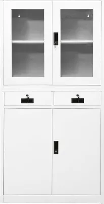Obrázek produktu pro vidaXL Kancelářská skříň bílá 90x40x180 cm Ocel a tvrzené sklo