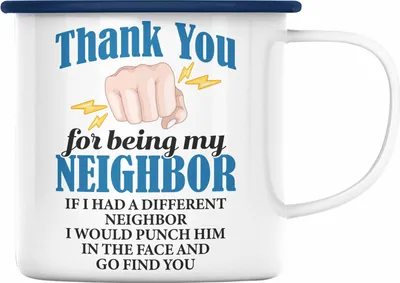 Produktbild von Trendation - Bester Nachbar Geschenk für Nachbarn Emaille Tasse Geschenkidee Beste Nachbarn der Welt (Blau)