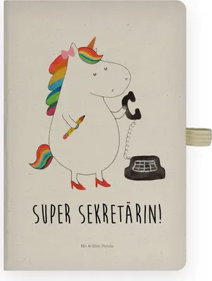 Produktbild von Mr. & Mrs. Panda Journal Einhorn Sekretärin - Transparent - Geschenk, Steuerbüro, Unicorn, notizbuch, Büro, Kladde, Notizheft, Einhörner, Skizzenbuch, Tagebuch