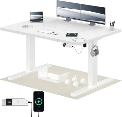 Produktbild von Höhenverstellbarer Schreibtisch 120x80cm mit USB-C, Schreibtisch Höhenverstellbar Elektrisch mit Kabelmanagement, Steh-Sitz Tisch, Bürotisch Computertisch für Home Office & PC,Weiß