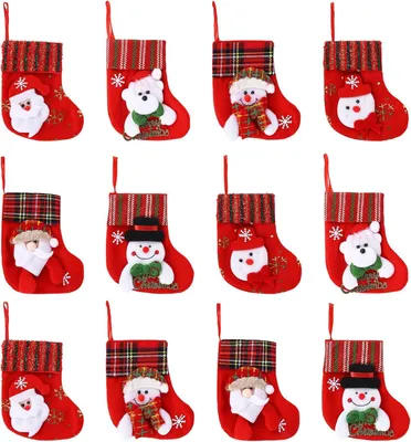 Imagen del producto de Calcetines cortos navideños, 12 unidades, diseño retro en 3D, para decoración navideña