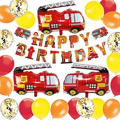 Productafbeelding van Kinderverjaardag Brandweerauto Decoratie voor Jongens