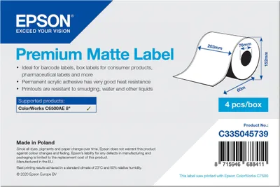 Productafbeelding van EPSON Premium Mat Label, rol van 203 mm x 60 meter