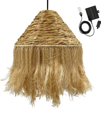 Produktbild von Solaranhänger LEONORA aus Wasserhyazinthe für Außenbereiche, 44 cm Durchmesser, 52 cm Höhe, 600 Lumen, 4 Helligkeitsstufen
