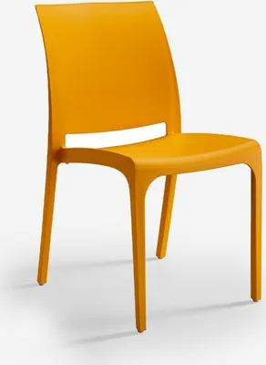 A single orange chair is shown against a white background.