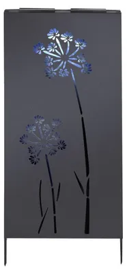 Image de Panneau Occultant à Planter en Métal - Eclairage d'ambiance Blanc Froid Solaire Motif Floral - 50 x H 118 cm