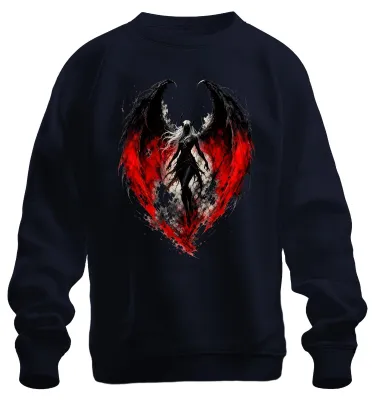 Productafbeelding van Gevallen Engel, Rode Vleugels, Gothic, Japans, Y2K, Satanisch, Trui, Marineblauw, Maat M