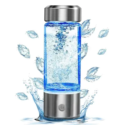 Produktbild von Wasserstoff Wasserflasche, 420ml USB Wiederaufladbarer Hydrogen Water Bottle, Glas-Wasserstoff-Wassermaschine, 3Min schnelle Elektrolyse