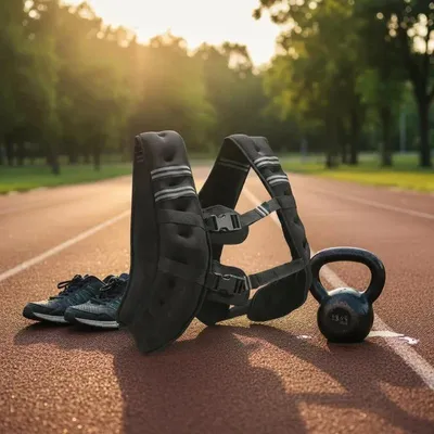Produktbild von Gewichtsweste - Trainingsweste 13,8 kg - Verstellbare Schnalle - Reflektierender Streifen - Für Herren - Schwarz