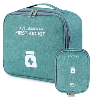 Produktbild von Medikamententasche 2 Stück Reiseapotheke Aufbewahrung Grün 25x22x12cm & 14x11x3cm