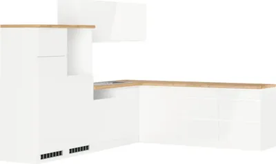 Produktbild von Held Möbel Winkelküche ohne Geräte Kiel 360 cm weiß hochglanz zerlegt Variante reversibel 1116.6341