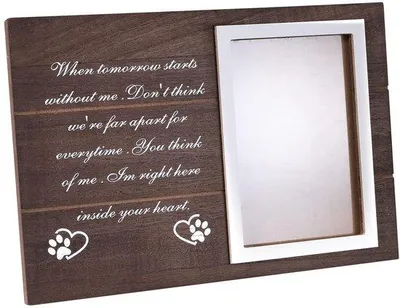 Productafbeelding van Houten herinneringsbord met foto, 30x20 cm, fotolijst voor honden en katten, cadeau voor thuis, met touw, 30x20 cm