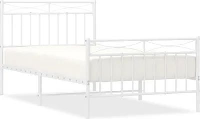Produktbild von vidaXL Bettgestell mit Kopf- und Fußteil Metall Weiß 100x190 cm
