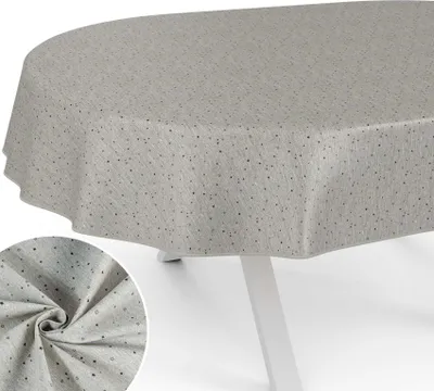 Produktbild von Tischdecke Sterne aus Textil mit Exclusiven Motiven wasserabweisend Tischtuch Tischwäsche Aquarell Grau Oval Breite 140cm Länge 160cm mit Paspelband
