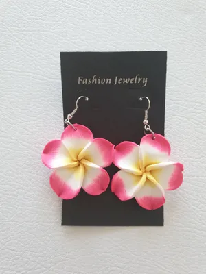 Produktbild von O33117-14 pink-gelb Damen Blüten Ohrhänger Hippie Ohrschmuck