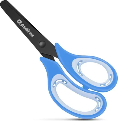 Image de Ciseaux pour enfants à bout émoussé, lames en acier inoxydable, poignée souple - Bleu - 13,5 cm