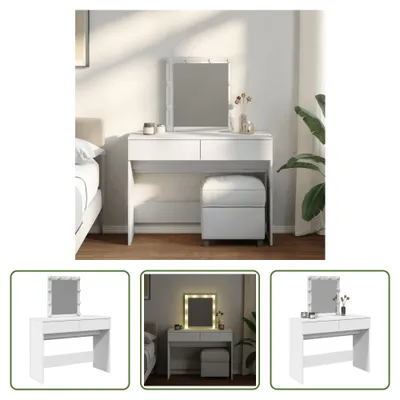Obrázek produktu pro The Living Store Toaletní stolek s LED osvětlením bílý 100x40x130 cm