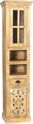 Produktbild von SIT Möbel Bad-Hochschrank aus Mango-Holz | 2 Türen, 1 Schublade, 2 offene Fächer | natur | B 44 x T 35 x H 188 cm | 13705-01 | Serie LAKADEE