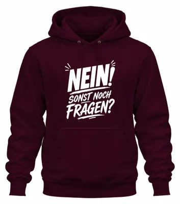 Immagine prodotto di No! Altre domande? Frase divertente, ironica. Felpa con cappuccio, colore bordeaux, taglia 3XL