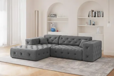 Produktbild von Ecksofa Designersofa CHANTAL in Stoff Moly Anthrazit Ottomane Links