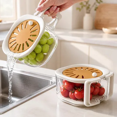 Produktbild von 2-in-1-Obstwaschbecken mit Deckel und Abtropffunktion