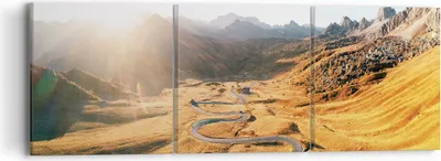 Produktbild von Bild auf Leinwand - Leinwandbild - 3 Teile - Sonne Berge Weg - 90x30cm - Wand Bild - Wanddeko - Wandbilder - Leinwanddruck - Bilder - Wanddekoration - Leinwand bilder - Wandbild - CA90x30-4836