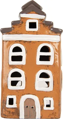 Immagine prodotto di Clayre & Eef Portacandele House 13x10x24 cm in Vetroceramica arancione