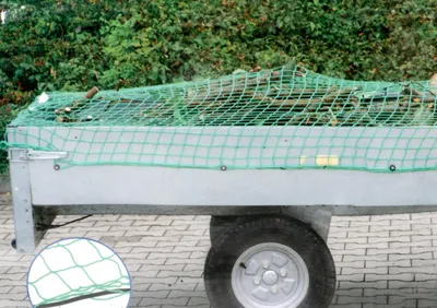 Produktbild von Anhängernetz zur Ladungssicherung für PKW-Anhänger, Sicherungsnetz, Maschenweite ca. 4,5 cm, mit eingearbeitetem Expanderseil und Transporttasche, Größe 1,6 x 3,5 m
