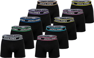 Produktbild von JACK&JONES Herren Boxershorts, 10er Pack - JACLIMES SOLID TRUNKS 10 PACK, Baumwoll-Stretch, Logo Schwarz L