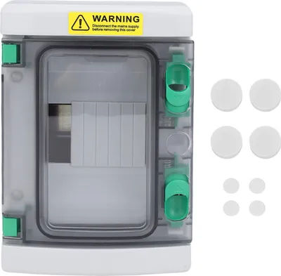 Image de Boîtier de distribution étanche pour usage extérieur, raccordement électrique, protection IP66 avec couvercle transparent, 4 circuits pour usage industriel.