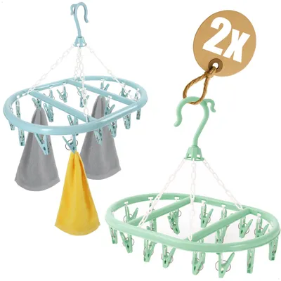 Produktbild von com-four® 2x Hängetrockner mit je 20 Klammern - Mini Wäschespinne