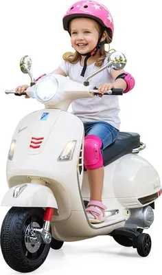 Produktbild von COSTWAY Kinder Motorrad Elektrisch, Vespa 12V Motorrad mit Stützrädern, LED-Scheinwerfer & Hupe, 2-3 km/h, Kindermotorrad, für Kinder von 3-6 (Weiß)