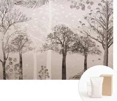 Obrázek produktu pro Samolepicí fototapeta – nástěnné malby do obývacího pokoje – 312 x 219 cm – dekorativní fólie na stěny – moderní design pro výzdobu stěn – tapety do interiérů – jemné stromy