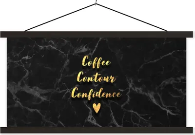 Produktbild von MuchoWow® Textilposter Zitat - Kaffee - Gold - Marmor 60x30 cm mit schwarzem Rahmen - Textilien